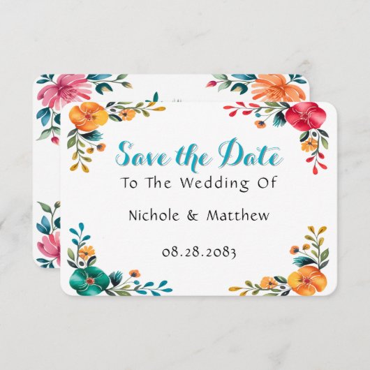 Painted Romance bruiloft Save The Date (Voorkant / Achterkant)