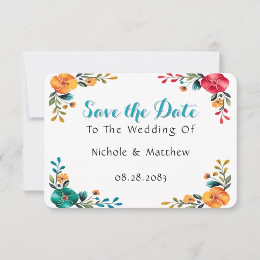 Painted Romance bruiloft Save The Date (Voorkant)