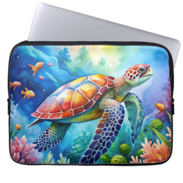 Painted Sea Turtle Laptop Sleeve