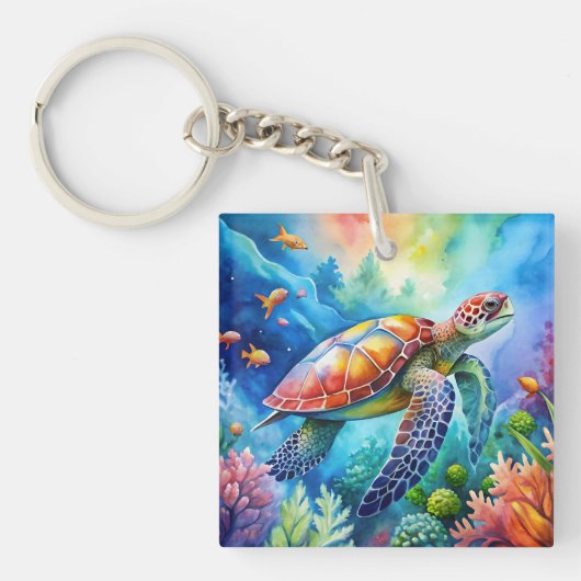 Painted Sea Turtle  Sleutelhanger (voorkant)