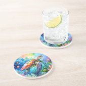 Painted Sea Turtle  Zandsteen Onderzetter (Zijkant)