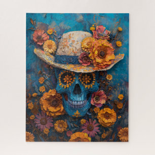 Painted Skull Marigolds Dag van de Doden Legpuzzel
