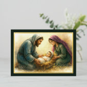 Painted Style kerststal vakantie Kaart (Staand Voorkant)