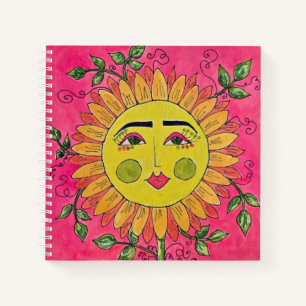 Painted Sunflower Bloemenmeisje Spiral Notitieboek