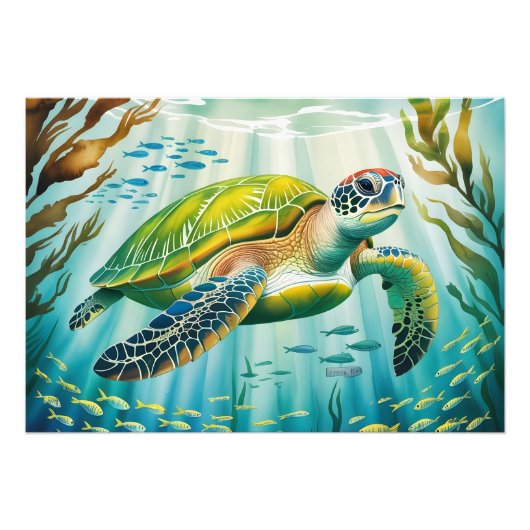 Painted Turtle Foto Afdruk (Voorkant)