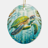 Painted Turtle Keramisch Ornament (Links)