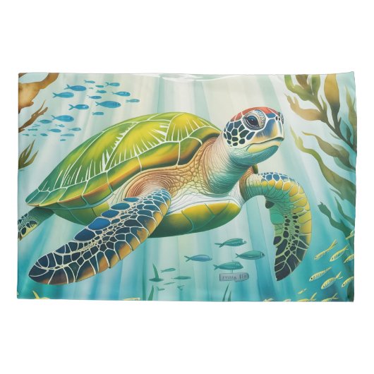 Painted Turtle Kussensloop (Achterkant)