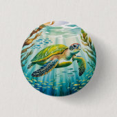 Painted Turtle Ronde Button 3,2 Cm (Voorkant)