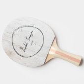 Painted White Wood Name in Drawn Circle Tafeltennisbatje (Zijkant)