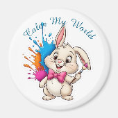 Painter Bunny Sticker - Kleur mijn wereld Magneet (Voorkant)