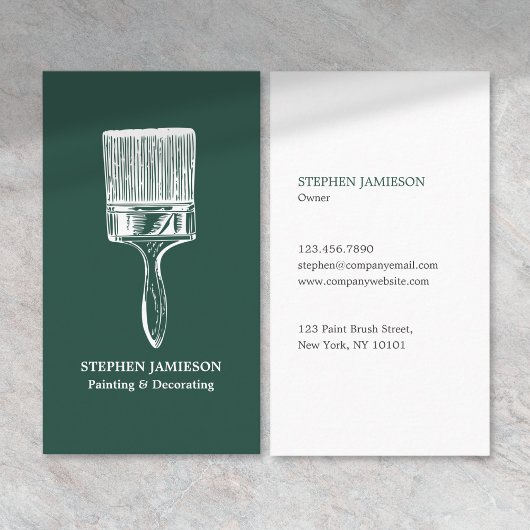 Painter & Decorator Dark Green and White Visitekaartje