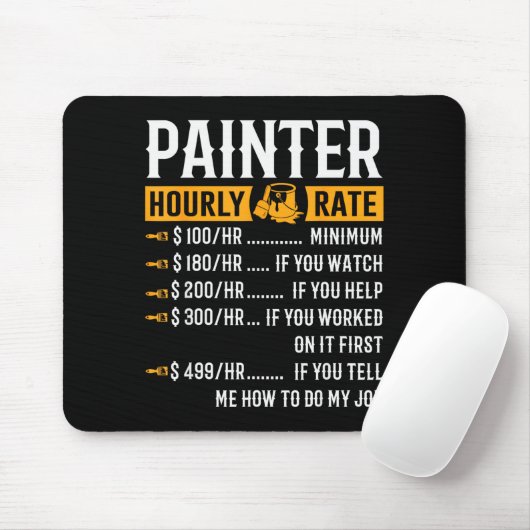 Painter Hourly Rate Funny Painter  Muismat (Met muis)