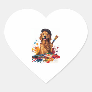 Painter Pup - Artistieke hond met ezel Hart Sticker