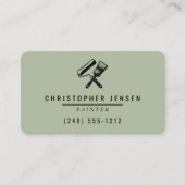 Painter QR Code Sage Green Black Rounded Painting Visitekaartje (Voorkant)