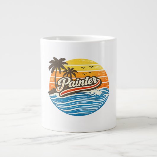 Painter Retro Sunset Design Extra Grote Beker (Voorkant)