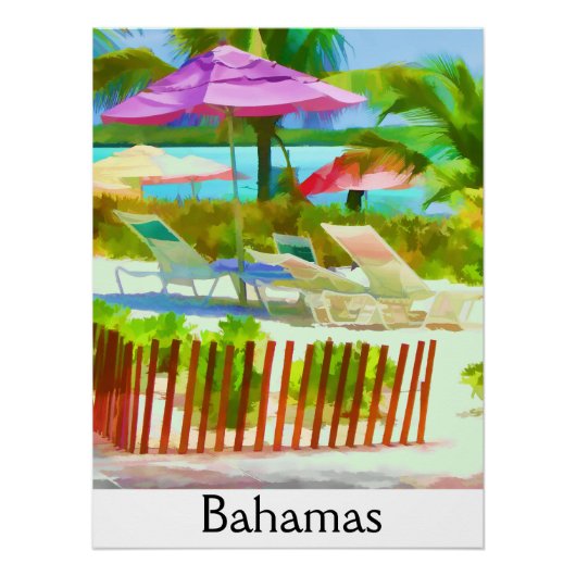 Painterly Bahamas Summer Vacation Beach Scene Perfect Poster (Voorkant)