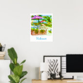 Painterly Bahamas Summer Vacation Beach Scene Poster (Thuiskantoor)
