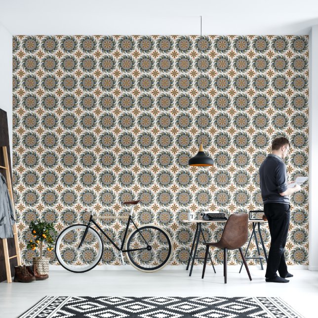 Painterly Boho Mandala Behang (Woonkamer)