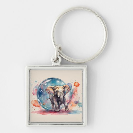 Painterly De Olifant Schilderen Creatieve Olifant Sleutelhanger (Voorkant)