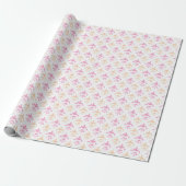 Painterly Fleur de Lis in Pink and Orange Cadeaupapier (Uitgerold)