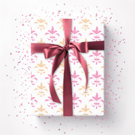 Painterly Fleur de Lis in Pink and Orange Cadeaupapier