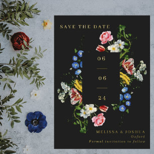 Painterly Floral Lijst Wedding Photo Save the Date Folie Uitnodiging