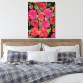 Painterly Impatiens Flowers Canvas Afdrukken (Insitu (Slaapkamer))