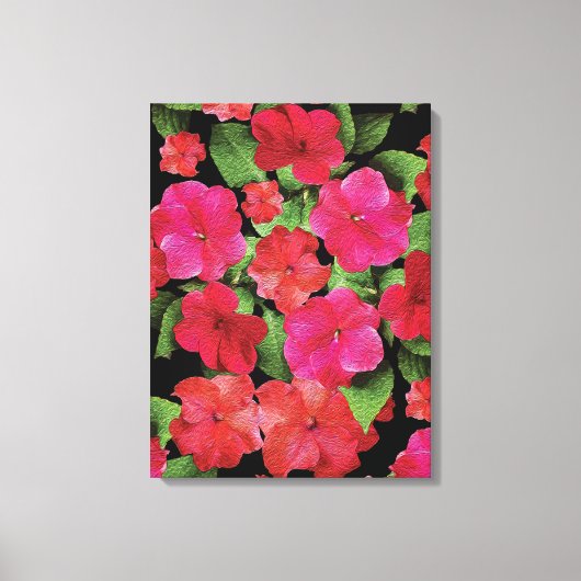 Painterly Impatiens Flowers Canvas Afdrukken (Voorkant)