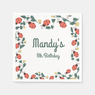 Painterly Lady Bug Birthday Garden Party Servet