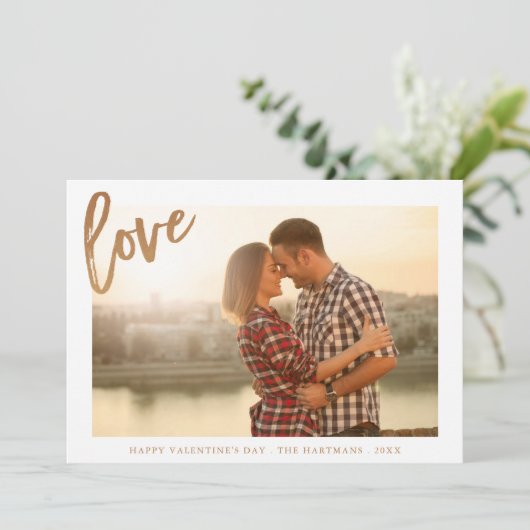Painterly Love | Valentijnsdag-fotokaart | Goud Feestdagenkaart (Staand voorkant)