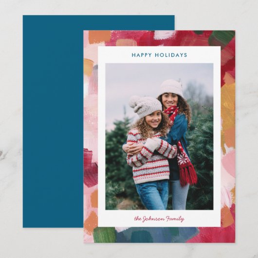 Painterly Palette Abstract Holiday Feestdagenkaart (Voorkant / Achterkant)