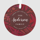 Painterly Red Botanical Holiday Kerstmis Ornament (achterkant)