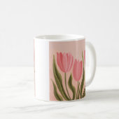Painterly roze tulpen koffiemok (Voorkant rechts)