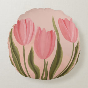 Painterly roze tulpen rond kussen