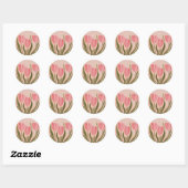 Painterly roze tulpen ronde sticker (Vel)