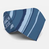 Painterly Striped Denim Blues Two-Sided Stropdas (Opgerold)