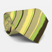 Painterly Striped Khaki, Yellow & Limoen Two-Sided Stropdas (Opgerold)