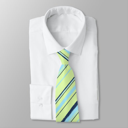 Painterly Striped Limoen Two-Sided Wedding Stropdas (Gebonden)