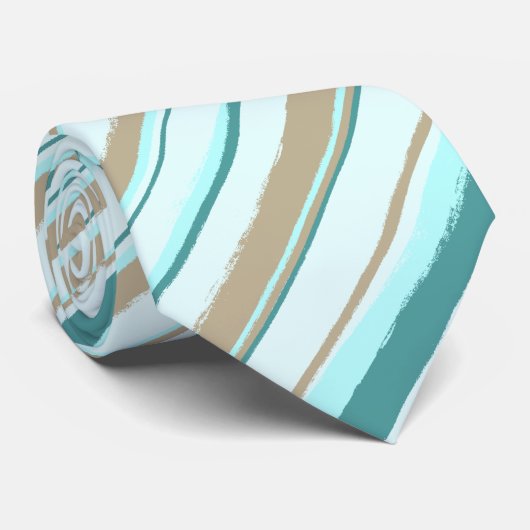 Painterly Striped Mint Two-Sided Wedding Stropdas (Opgerold)