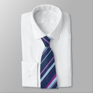 Painterly Striped Navy & Violet Two-Sided Stropdas