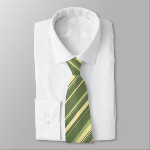Painterly Striped Olive & Moss Green Two-Sided Stropdas