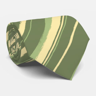 Painterly Striped Olive & Moss Green Two-Sided Stropdas