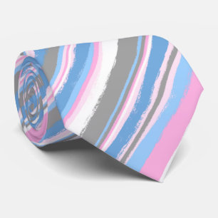 Painterly Striped Pink & Blue Two-Sided Wedding Stropdas