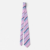 Painterly Striped Pink & Navy Two-Sided Wedding Stropdas (Achterkant)