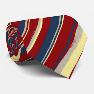 Painterly Striped Red, Navy & Yellow Two-Sided Stropdas