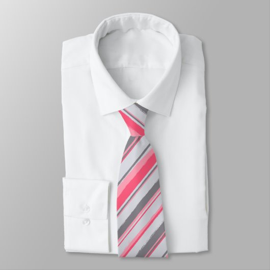 Painterly Striped Salmon Two-Sided Wedding Stropdas (Gebonden)
