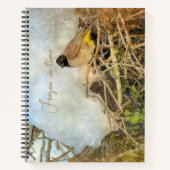 Painterly Style Winter Bird met  tekst Notitieboek (Voorkant)