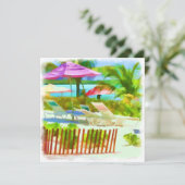 Painterly Tropical Bahama Islands Beach Patroon Kaart (Staand voorkant)