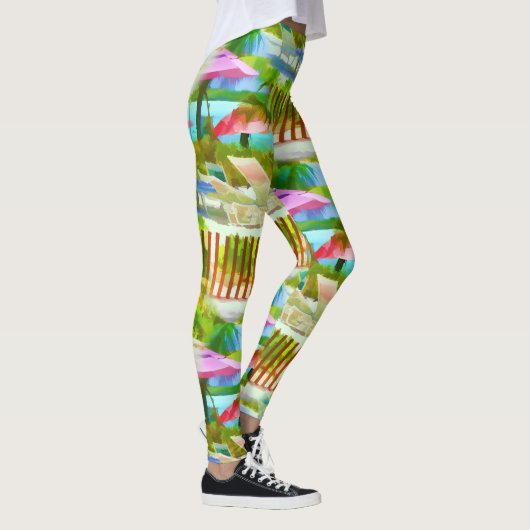 Painterly Tropical Bahama Islands Beach Patroon Leggings (Rechts)
