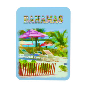 Painterly Tropical Bahama Islands Beach Scene Magneet